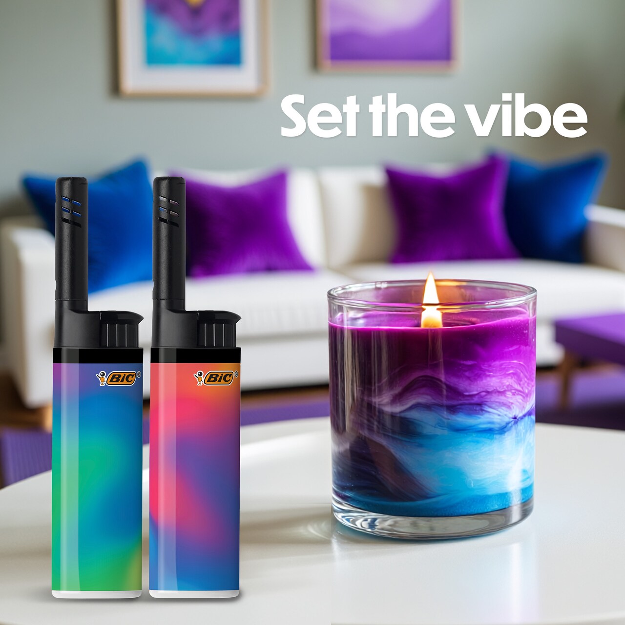 BIC EZ Reach Lighters, Ultimate Long Neck Lighter, Gradient Designs, 6-Pack (Designs May Vary)